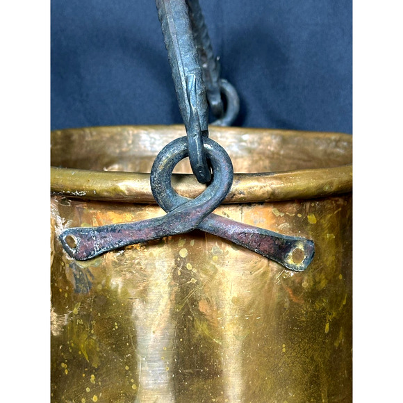 Turkish Hammered VTG Copper Pot Dovetail Seams Rolled Edge Forged Handles RARE - Picture 4 of 15